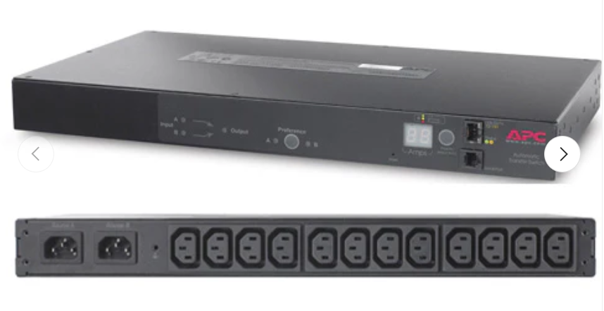 APC AP7721  1U Rack Automatic Transfer Switch (ATS) Power Distribution Unit